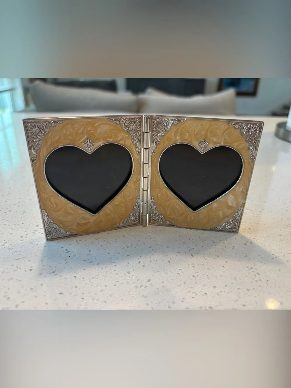 Vintage Things Remembered Double Heart Folding Photo Frame & Mirror Swarovsk
